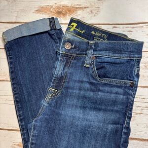 7 For All Mankind Jeans the Skinny Crop & Roll 28 Slim Stretch Rolled Cuff‎